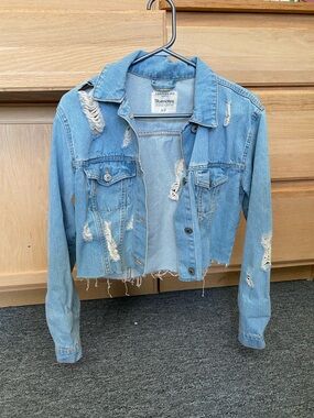 Bluenotes Light Blue Distressed Cropped Denim Jacket
